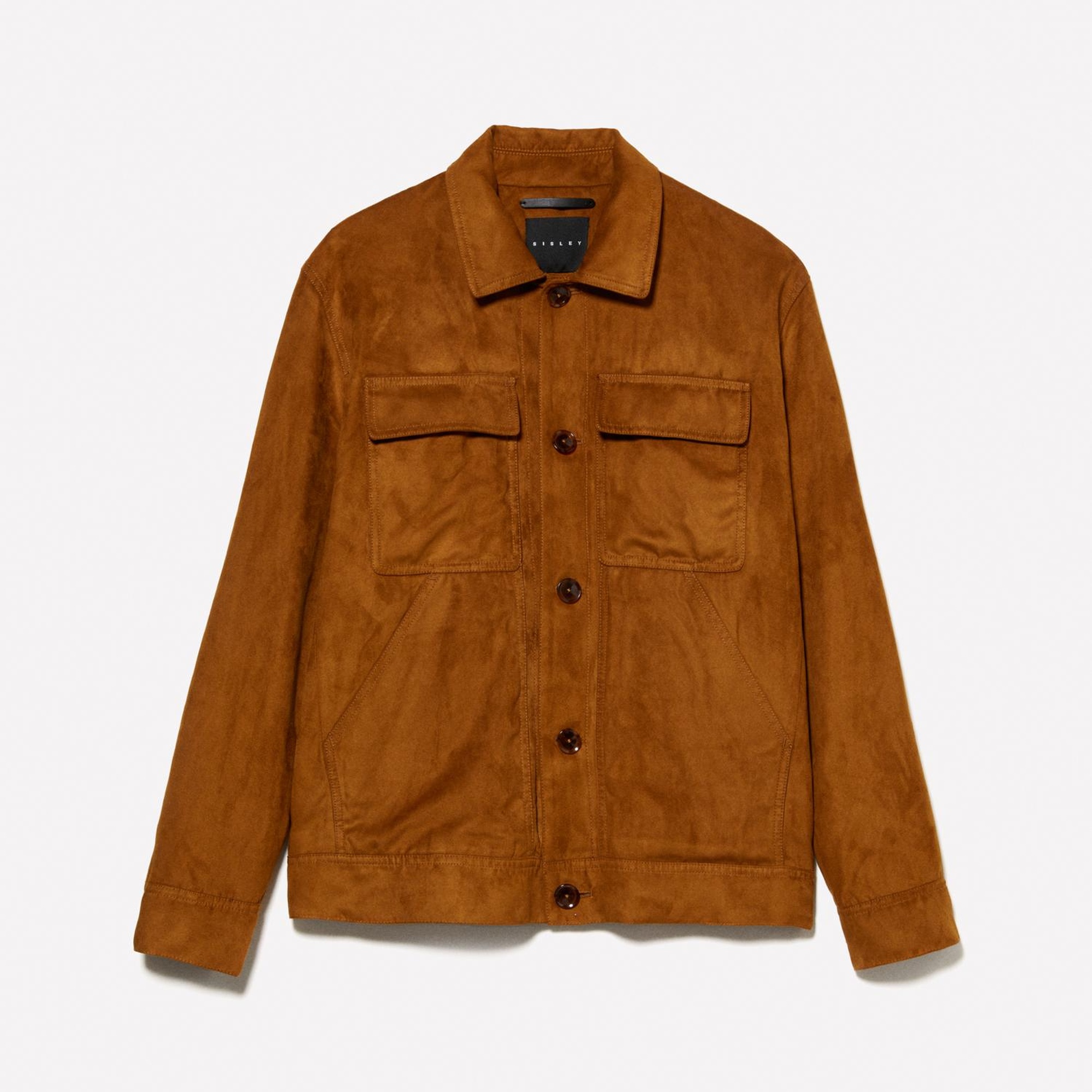 Erkek Vizon Suni Süet Regular Fit Harrington Ceket