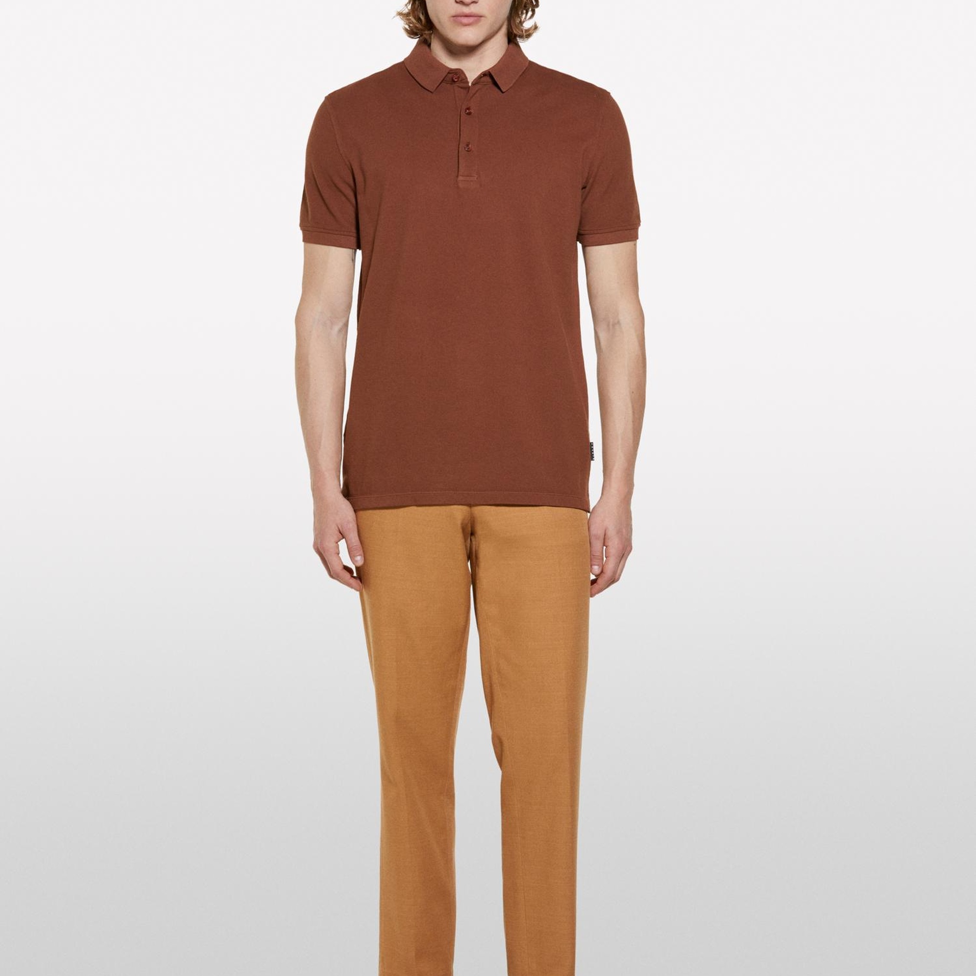 Erkek Kahverengi %100 Pamuk Regular Fit Polo T-Shirt