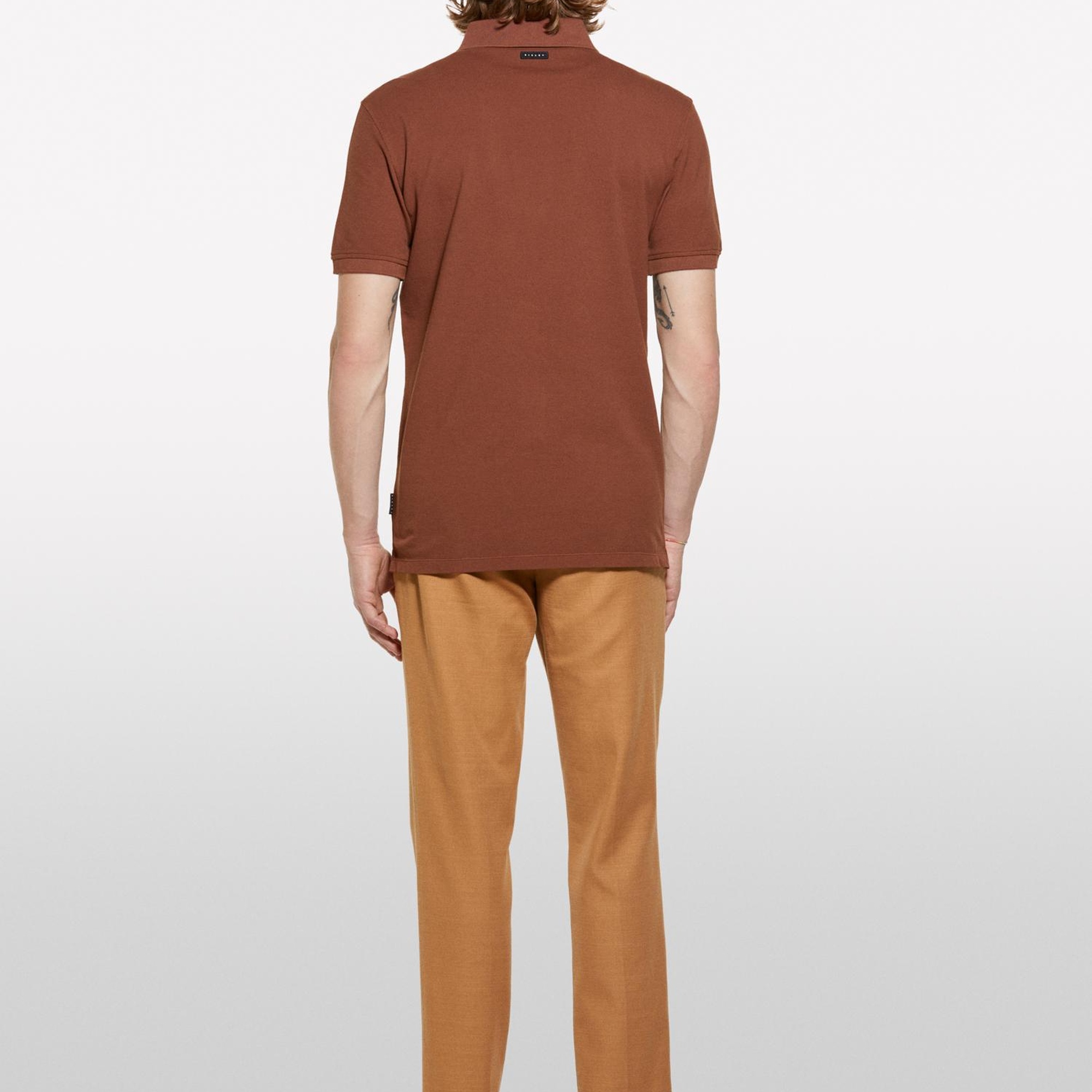 Erkek Kahverengi %100 Pamuk Regular Fit Polo T-Shirt