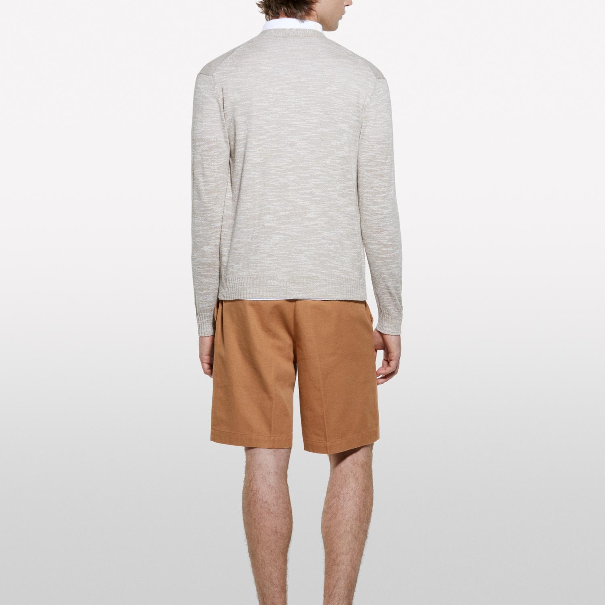 Erkek Krem %100 Pamuk Manşet Detaylı Önü Düğmeli Hırka