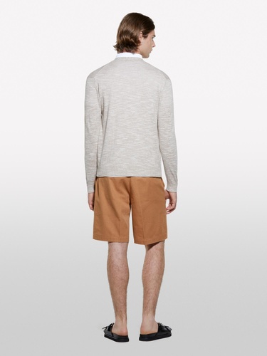  Erkek Krem %100 Pamuk Manşet Detaylı Önü Düğmeli Hırka