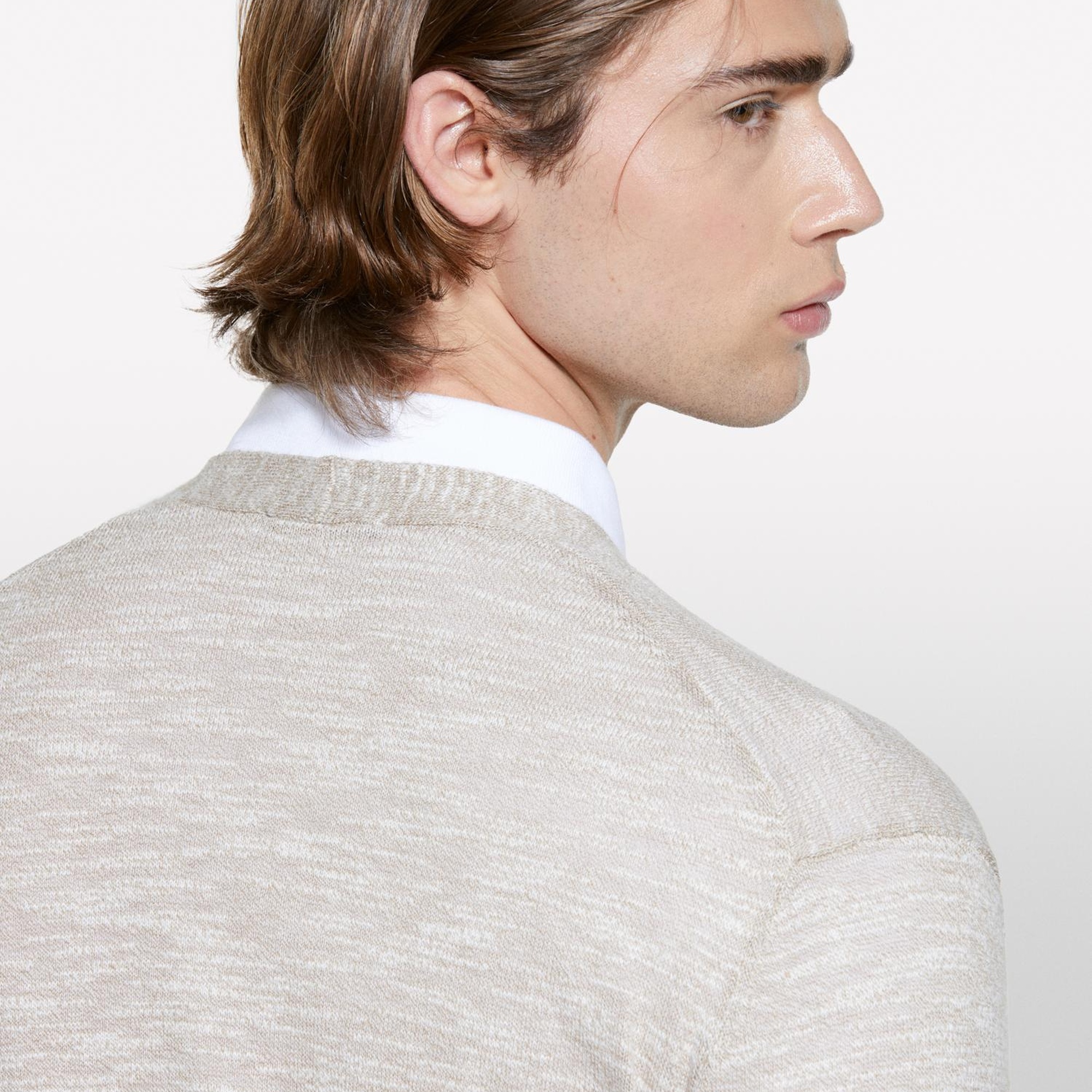 Erkek Krem %100 Pamuk Manşet Detaylı Önü Düğmeli Hırka