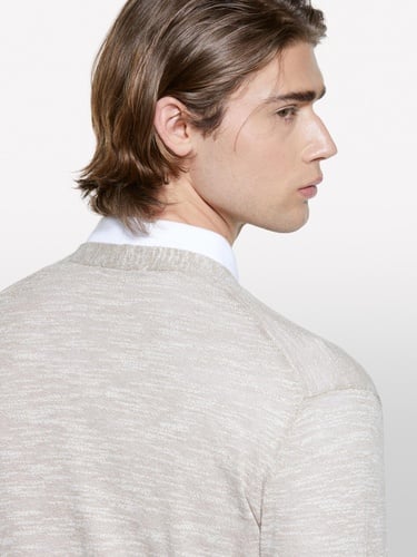  Erkek Krem %100 Pamuk Manşet Detaylı Önü Düğmeli Hırka