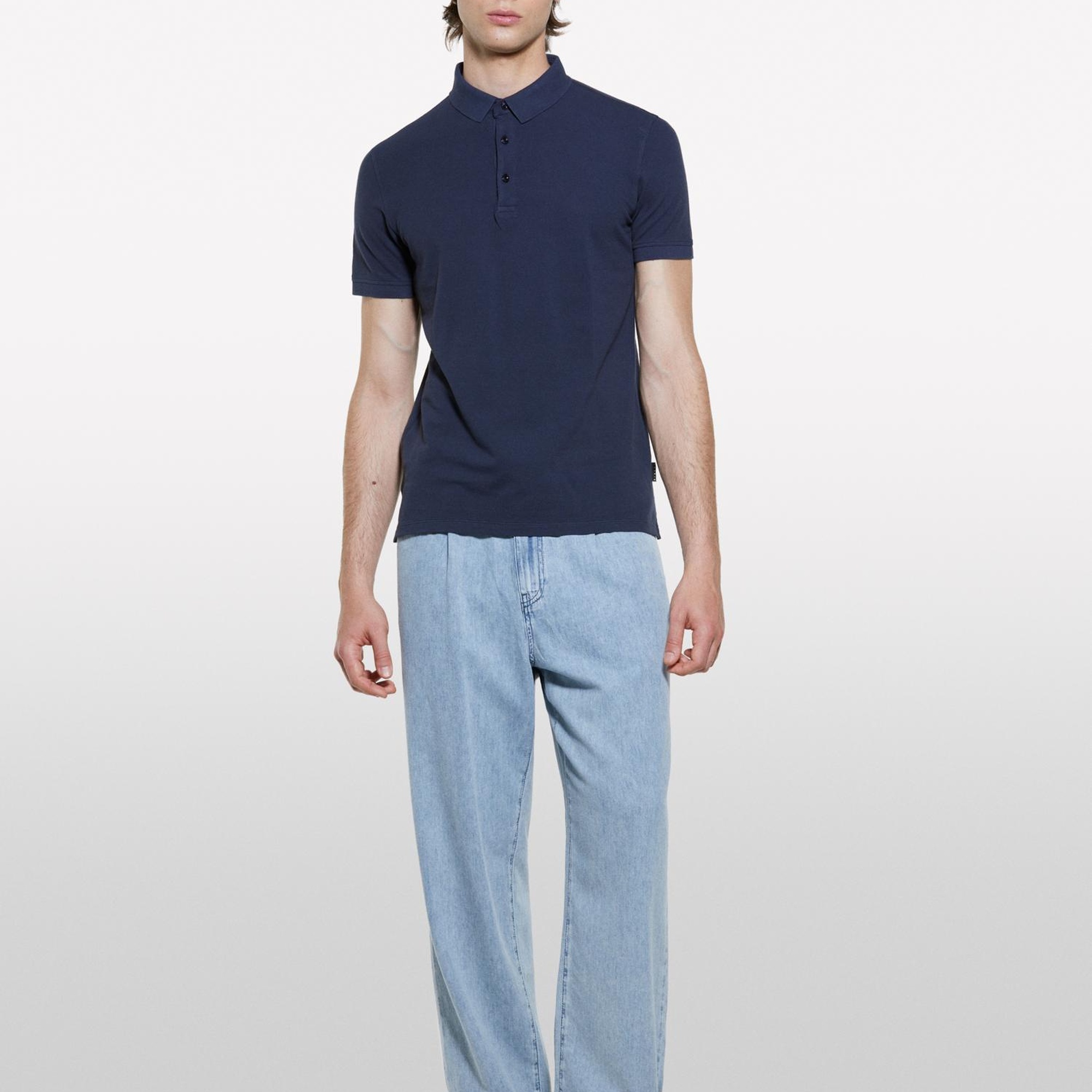 Erkek Koyu Lacivert %100 Pamuk Regular Fit Polo T-Shirt