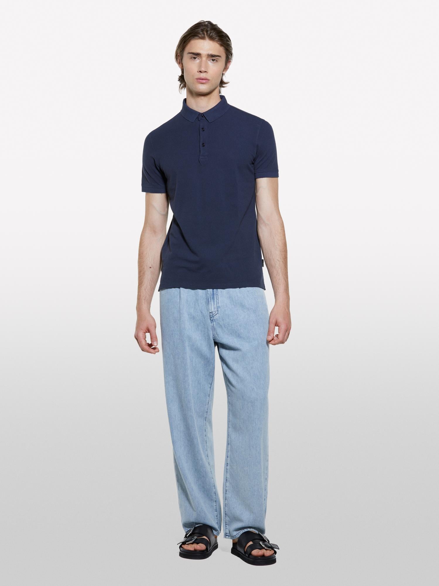  Erkek Koyu Lacivert %100 Pamuk Regular Fit Polo T-Shirt