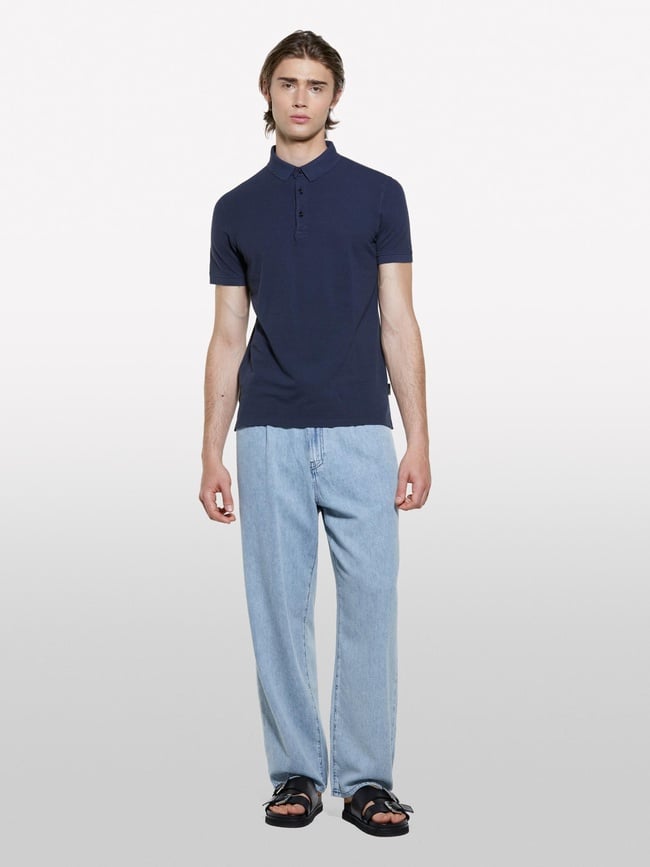  Erkek Koyu Lacivert %100 Pamuk Regular Fit Polo T-Shirt