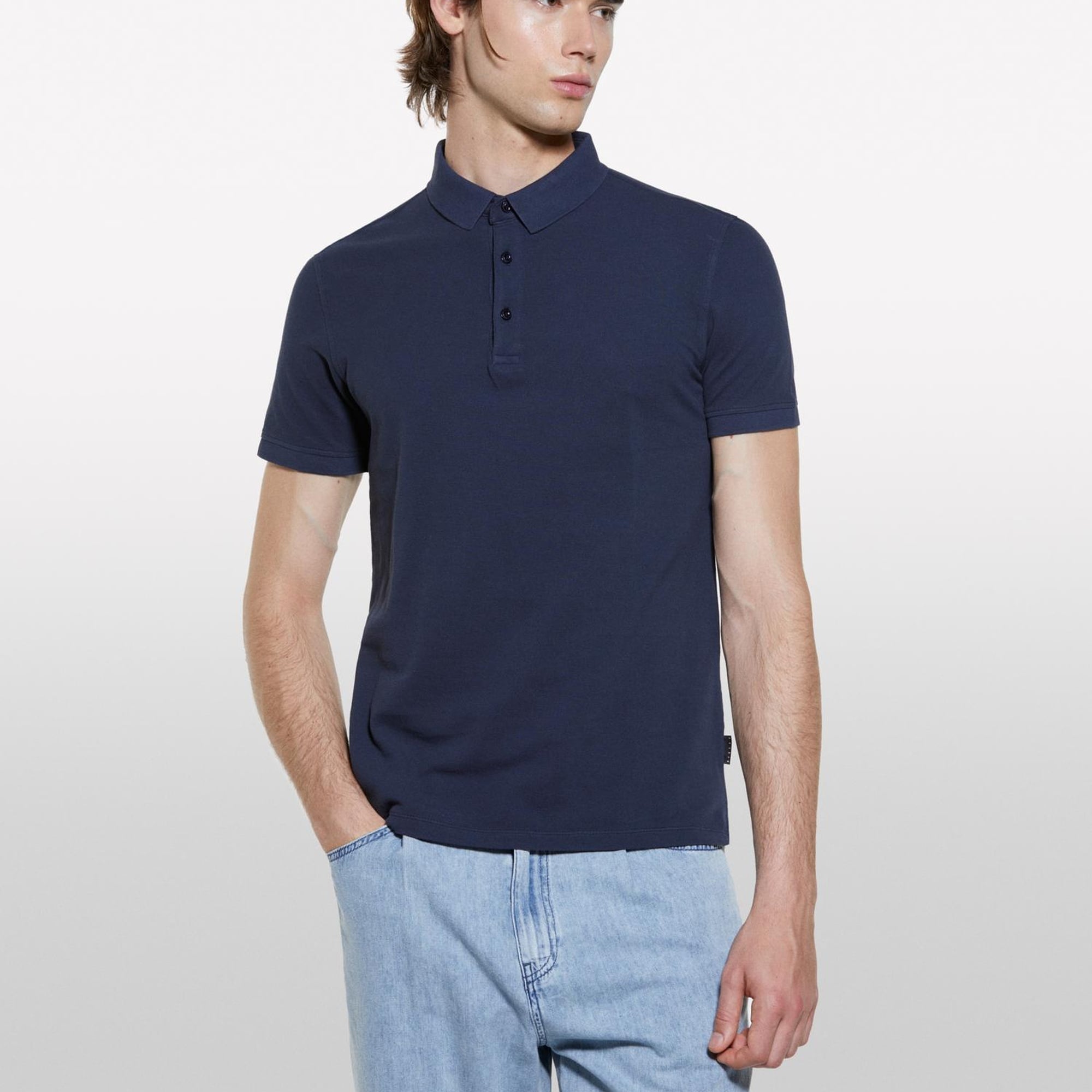 Erkek Koyu Lacivert %100 Pamuk Regular Fit Polo T-Shirt