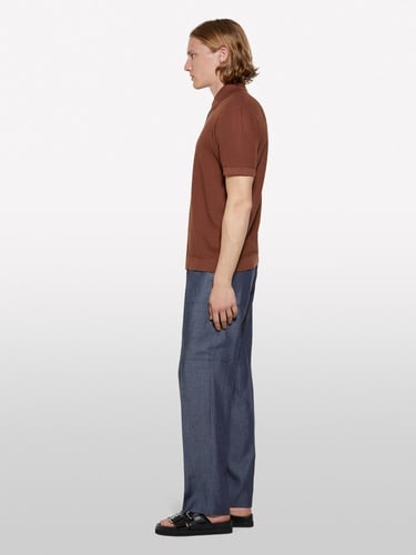  Erkek Kahverengi %100 Pamuk Triko Polo T-Shirt