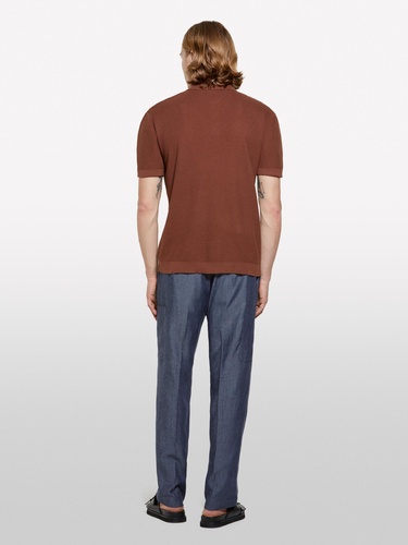  Erkek Kahverengi %100 Pamuk Triko Polo T-Shirt