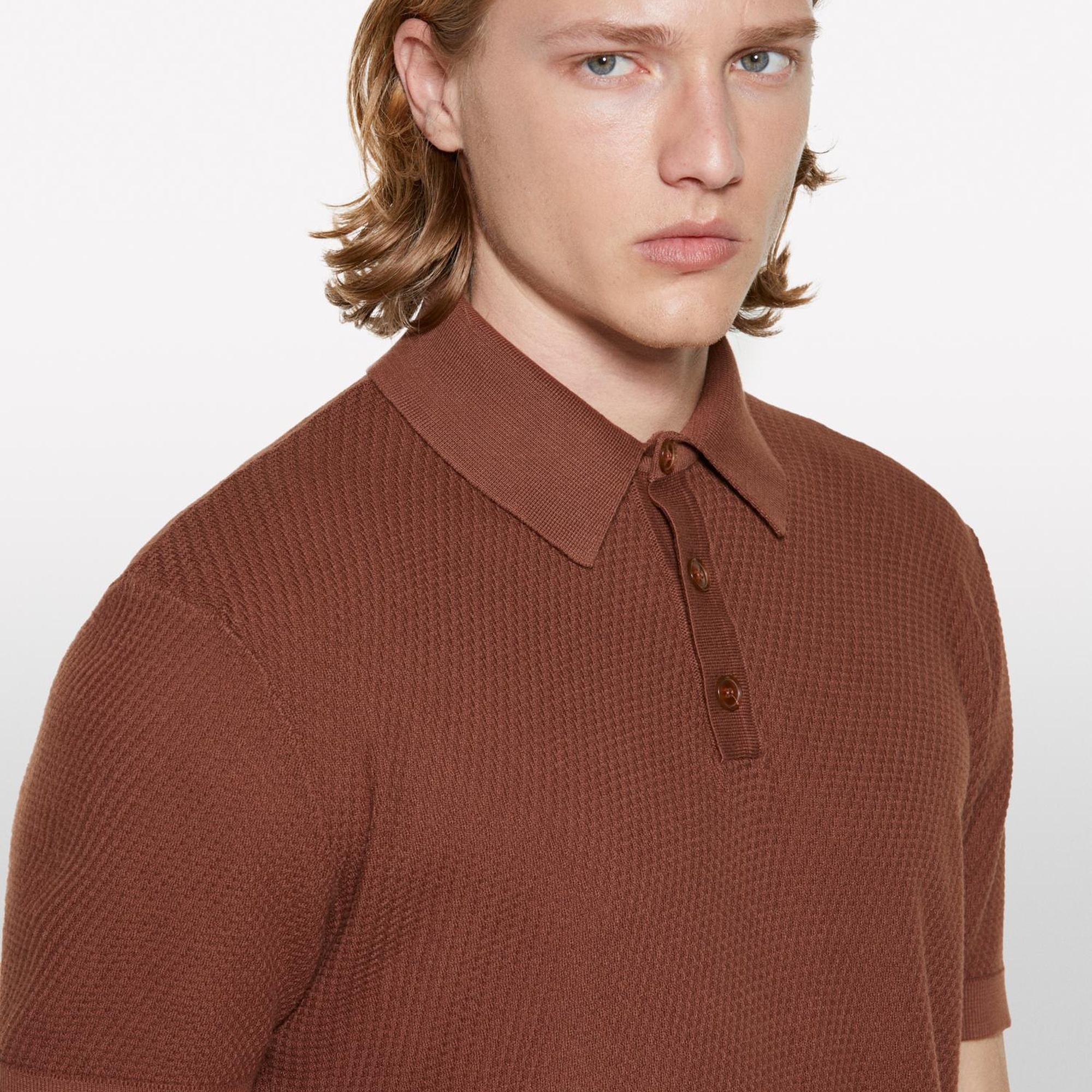 Erkek Kahverengi %100 Pamuk Triko Polo T-Shirt