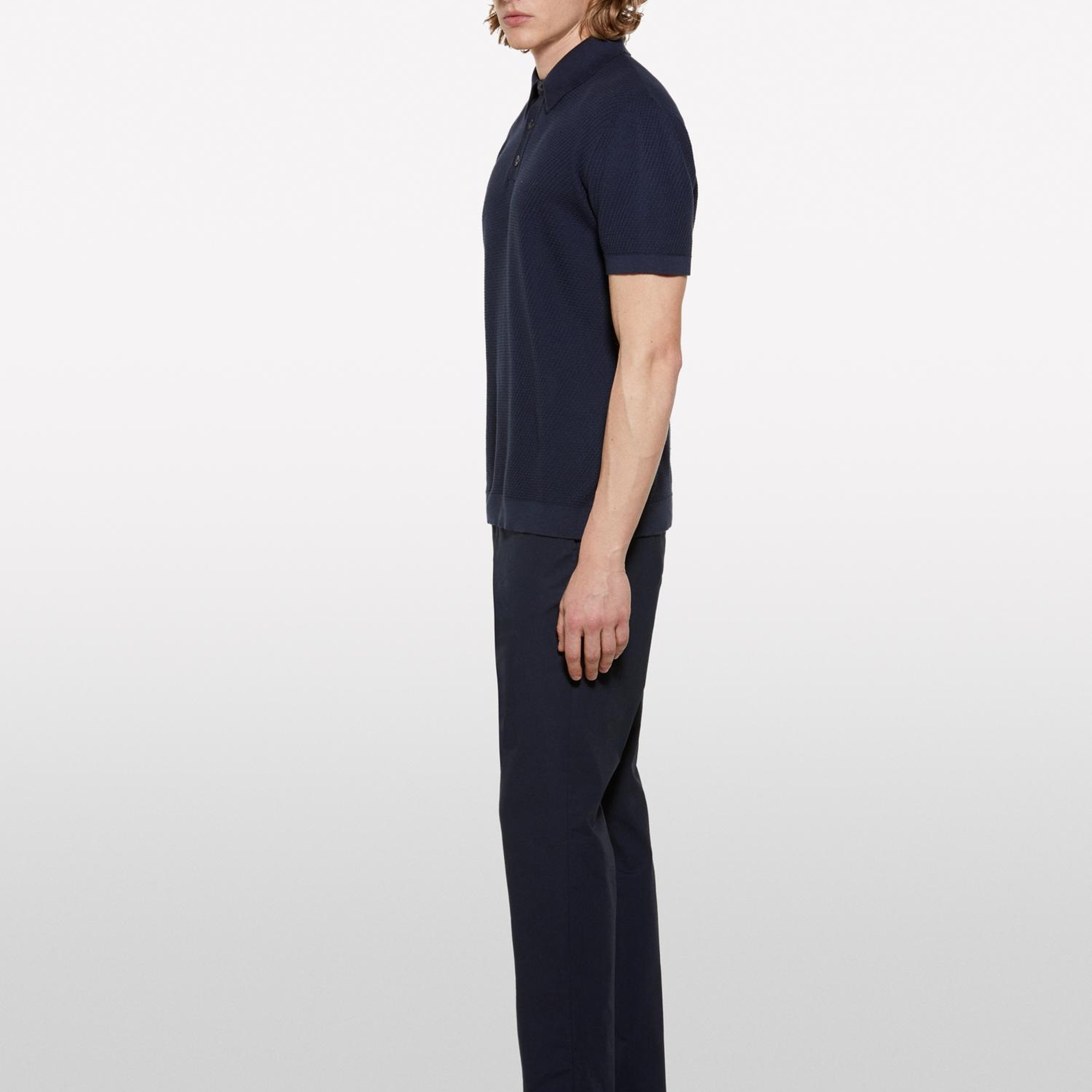 Erkek Koyu Lacivert %100 Pamuk Triko Polo T-Shirt