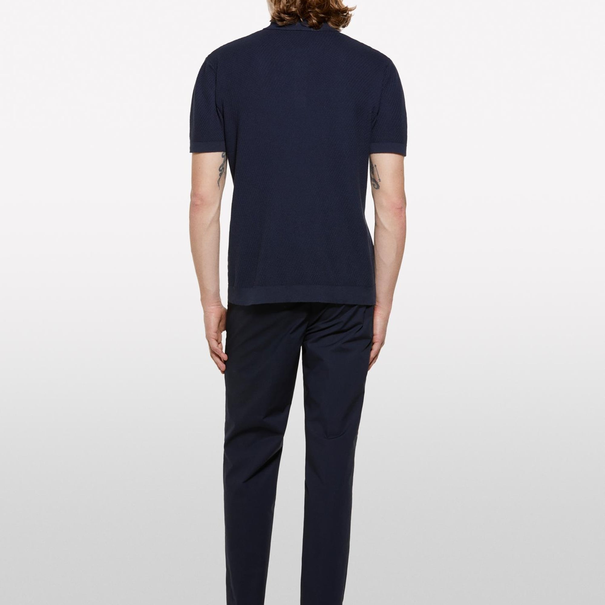 Erkek Koyu Lacivert %100 Pamuk Triko Polo T-Shirt