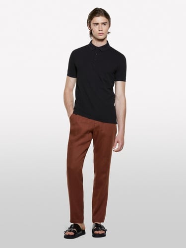  Erkek Siyah %100 Pamuk Regular Fit Polo T-Shirt