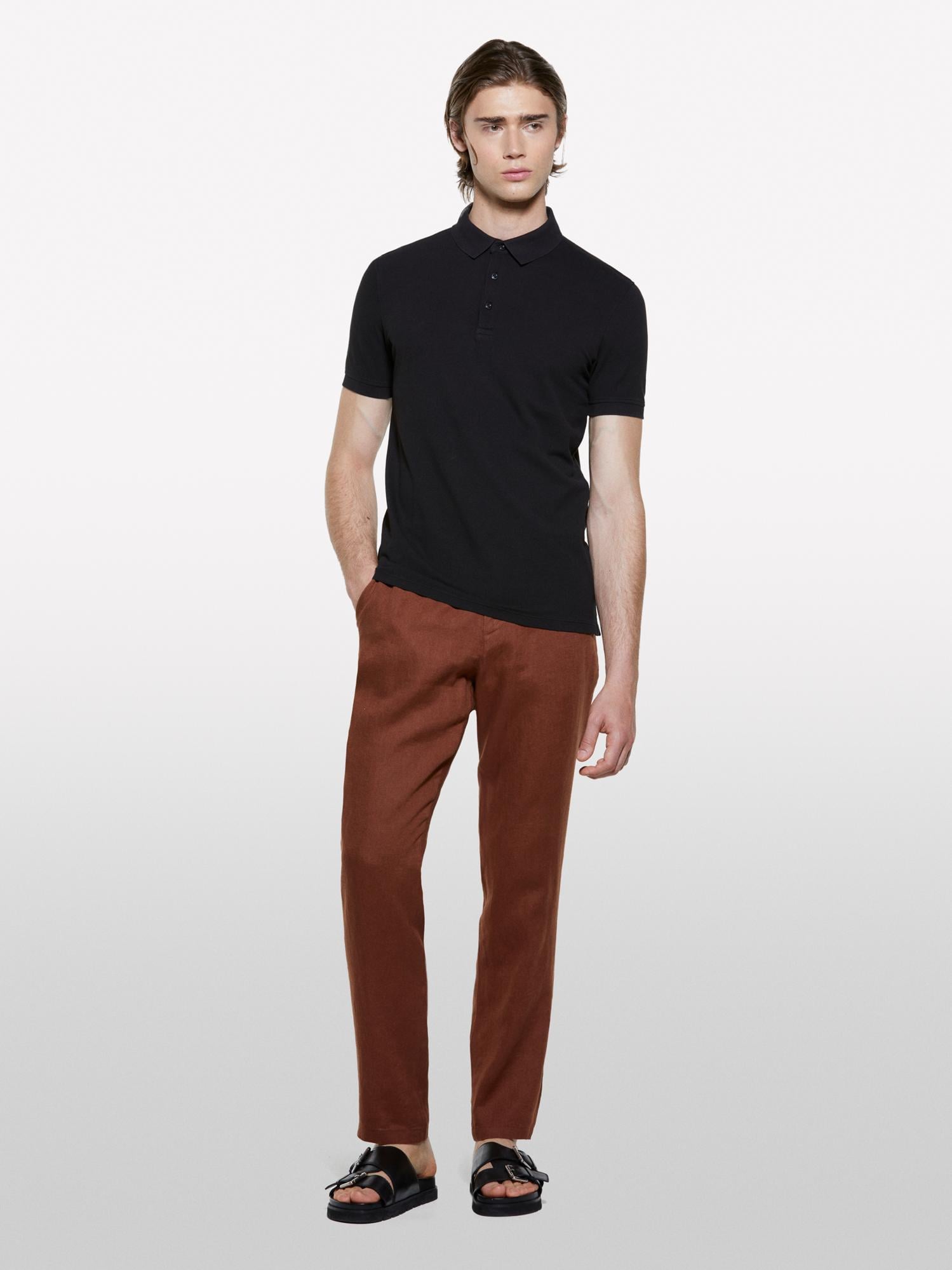  Erkek Siyah %100 Pamuk Regular Fit Polo T-Shirt