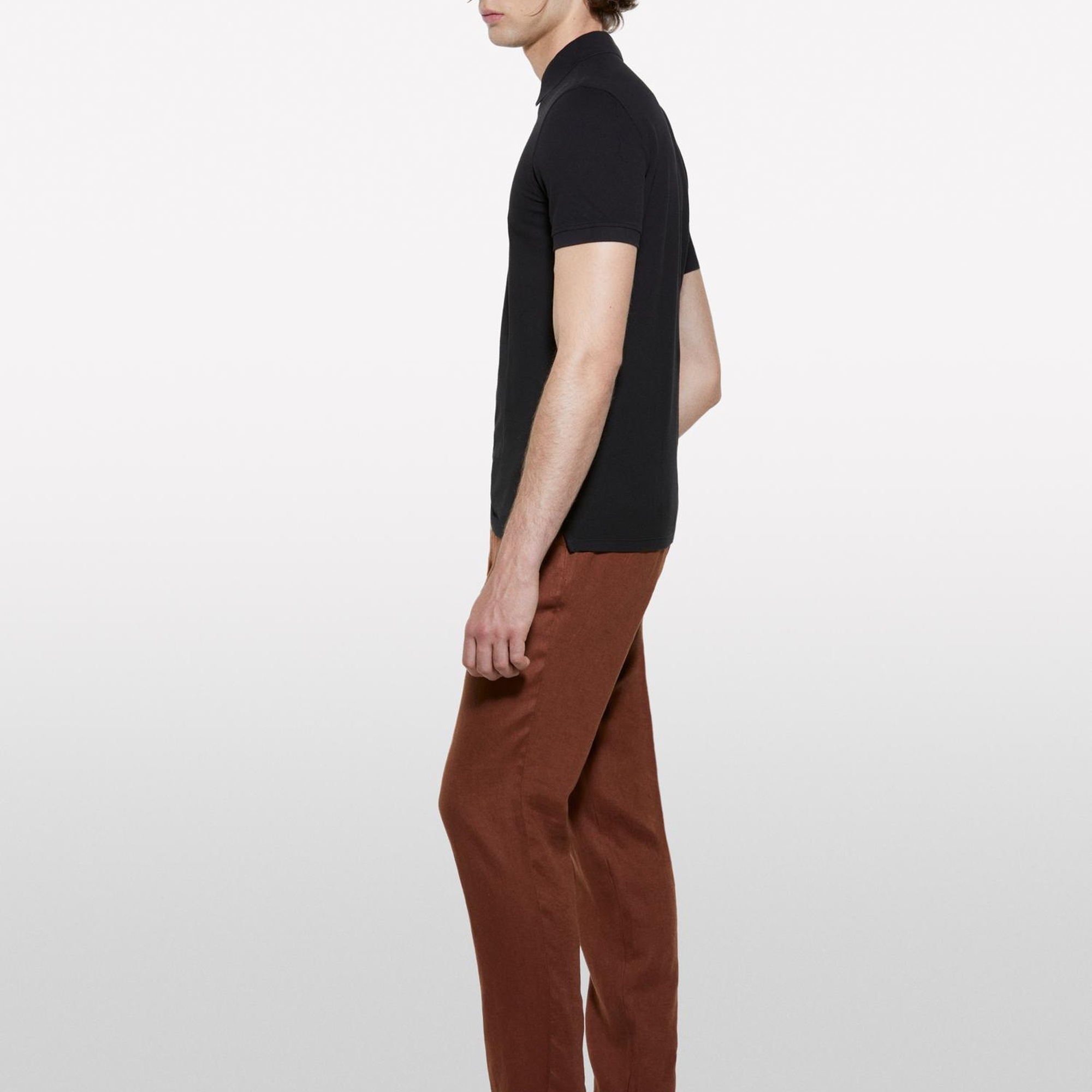 Erkek Siyah %100 Pamuk Regular Fit Polo T-Shirt