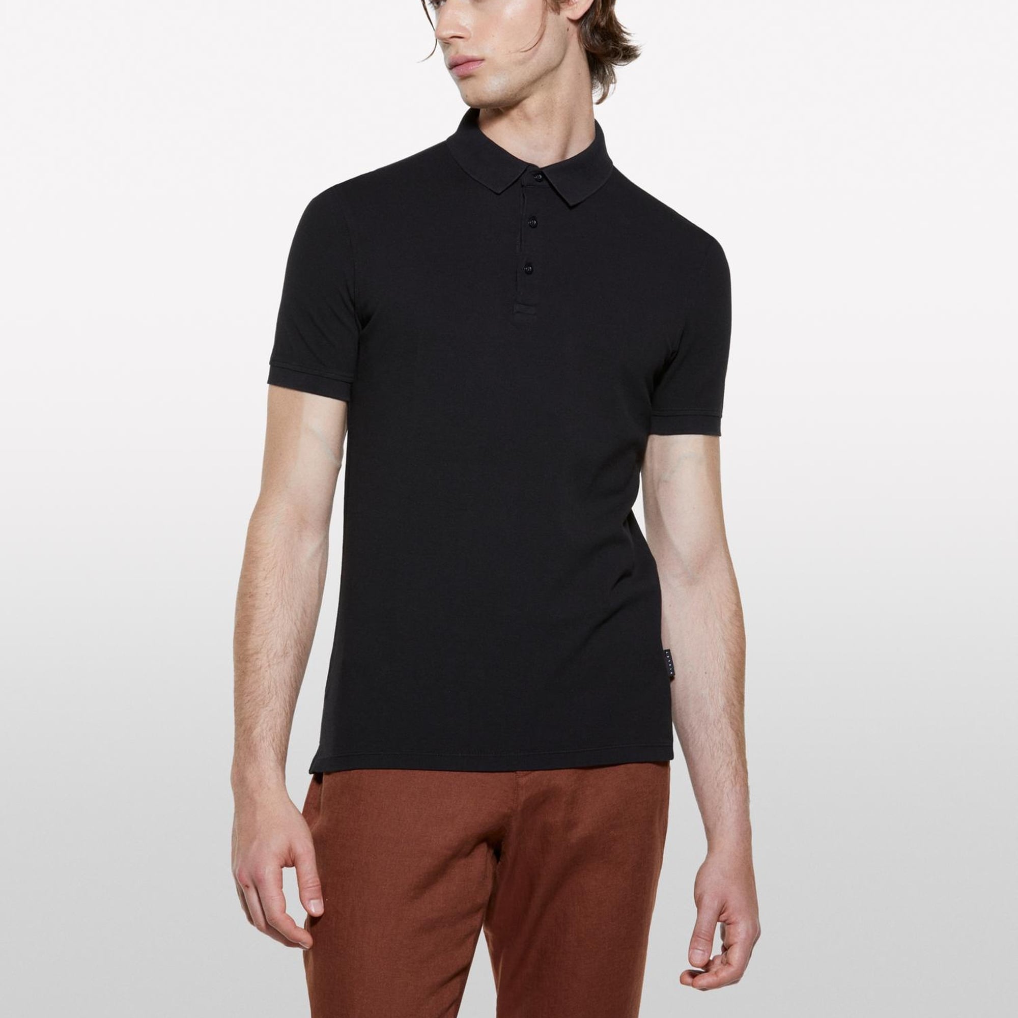 Erkek Siyah %100 Pamuk Regular Fit Polo T-Shirt