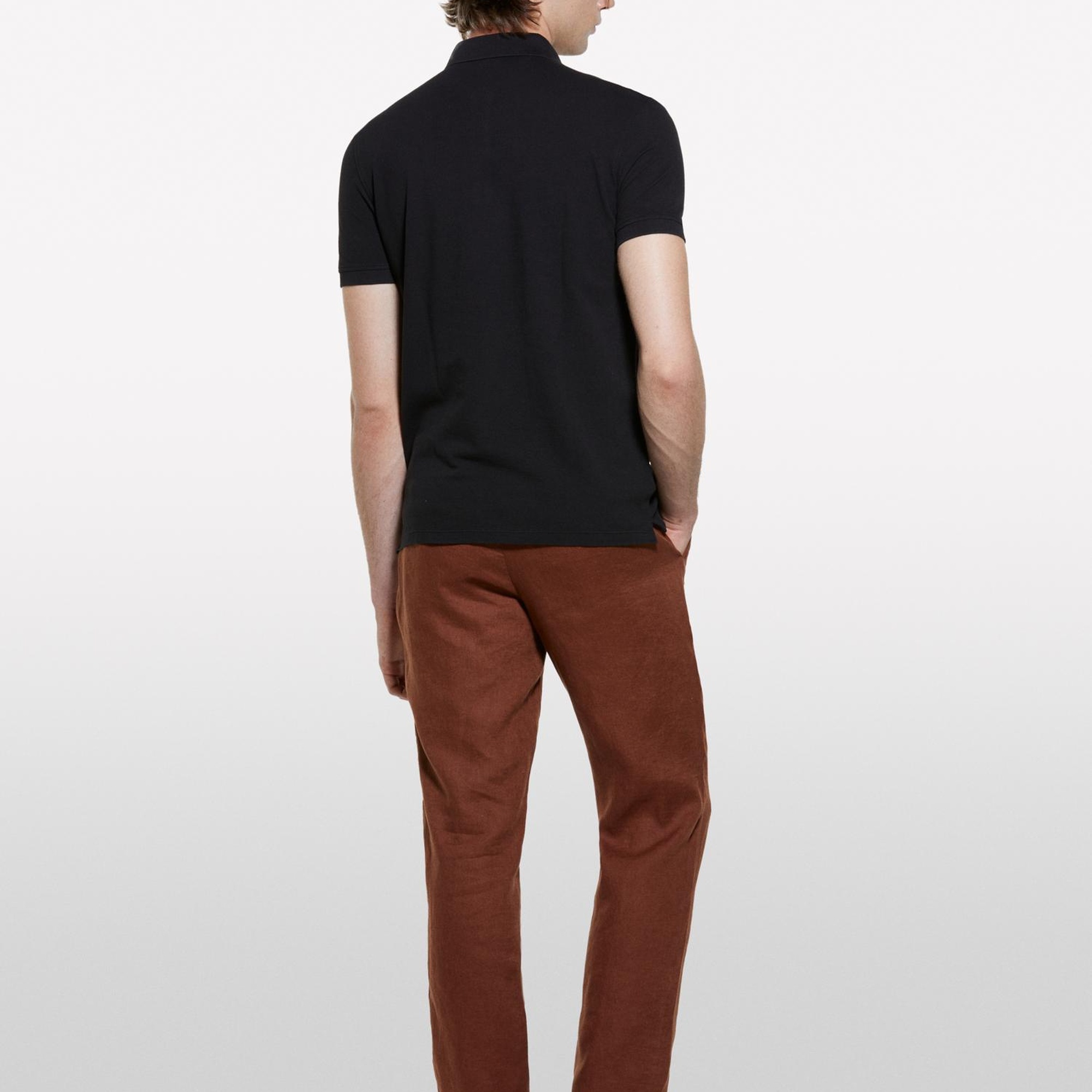 Erkek Siyah %100 Pamuk Regular Fit Polo T-Shirt