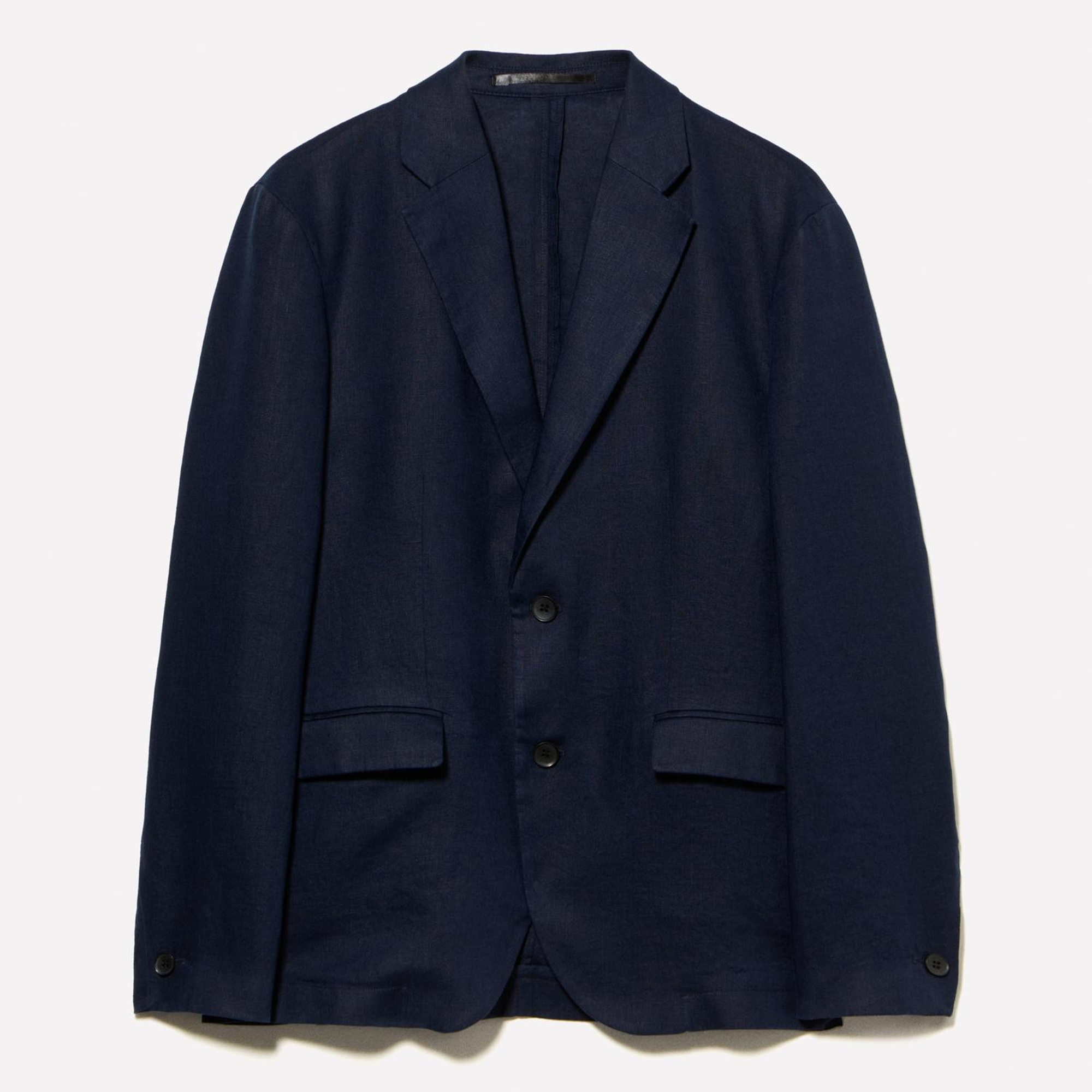 Erkek Koyu Lacivert %100 Keten Astarsız Rahat Kalıp Ceket