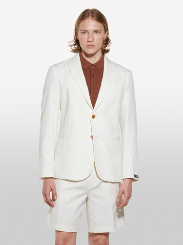  Erkek Açık Krem Keten Karışımlı Slim Comfort Fit Ceket