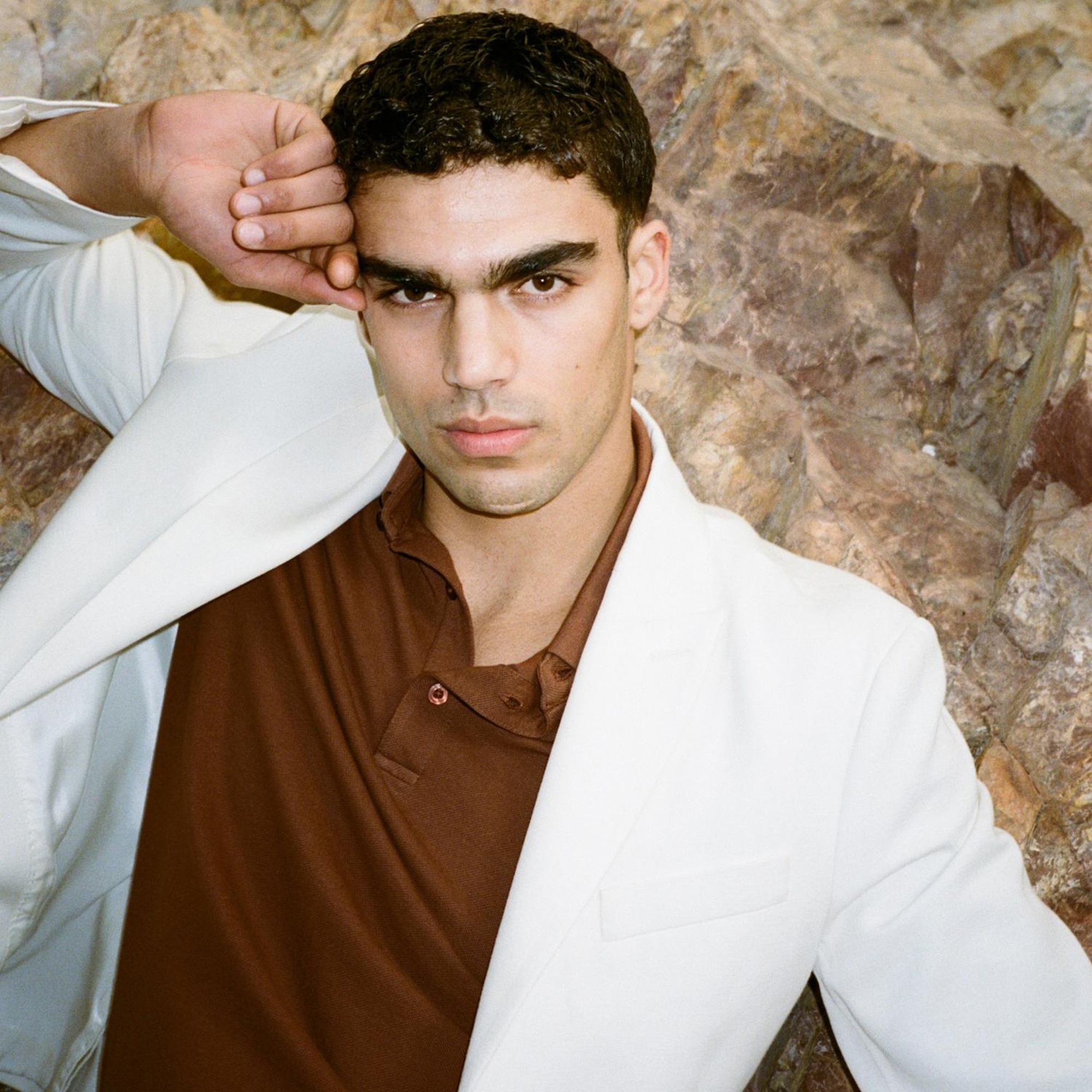 Erkek Açık Krem Keten Karışımlı Slim Comfort Fit Ceket