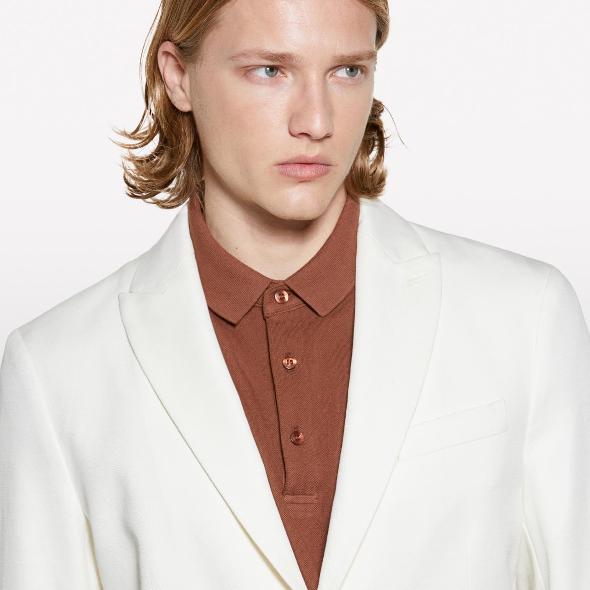 Erkek Açık Krem Keten Karışımlı Slim Comfort Fit Ceket