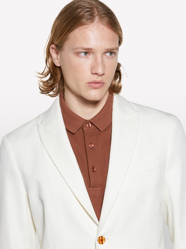  Erkek Açık Krem Keten Karışımlı Slim Comfort Fit Ceket