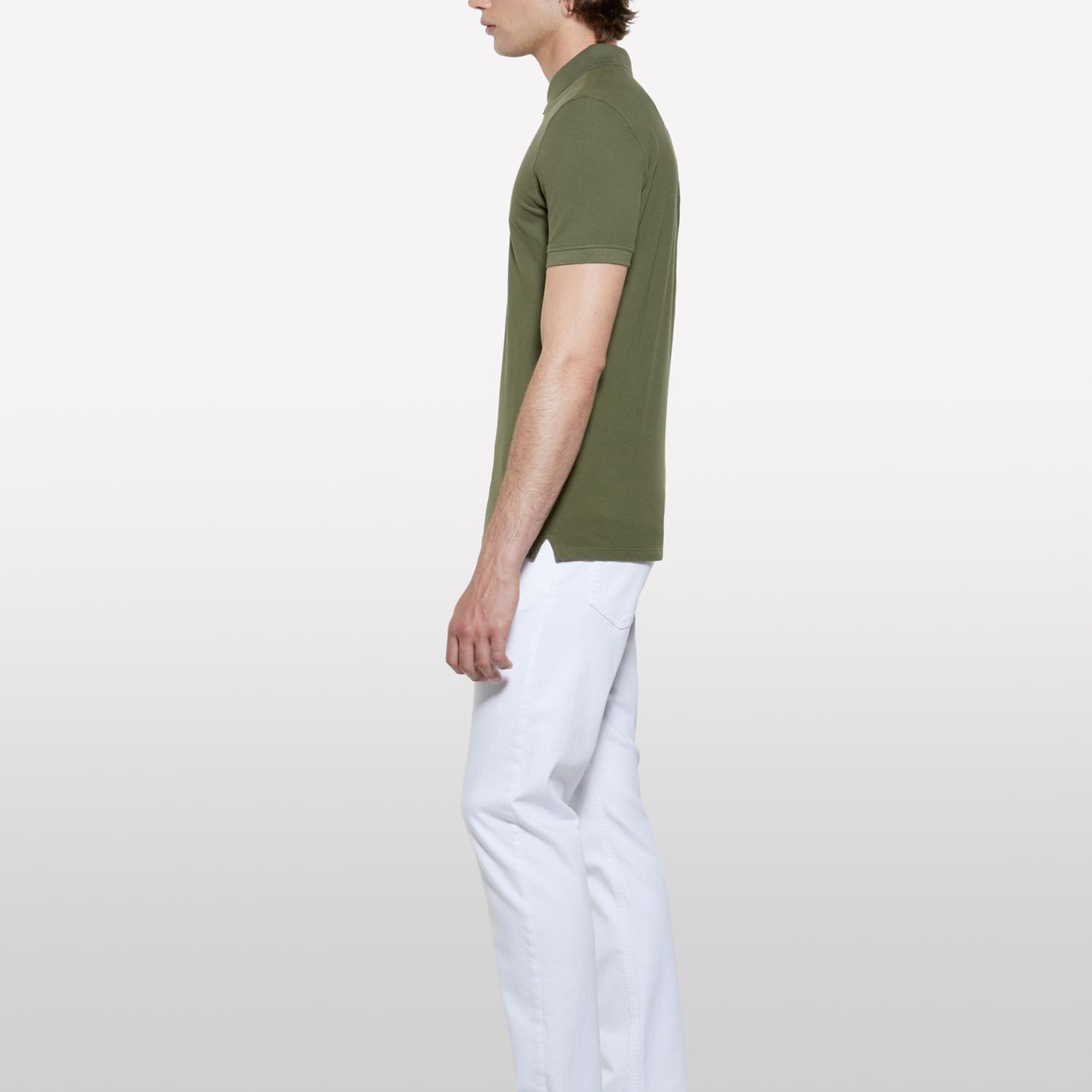 Erkek Asker Yeşili %100 Pamuk Regular Fit Polo T-Shirt