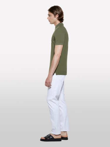  Erkek Asker Yeşili %100 Pamuk Regular Fit Polo T-Shirt