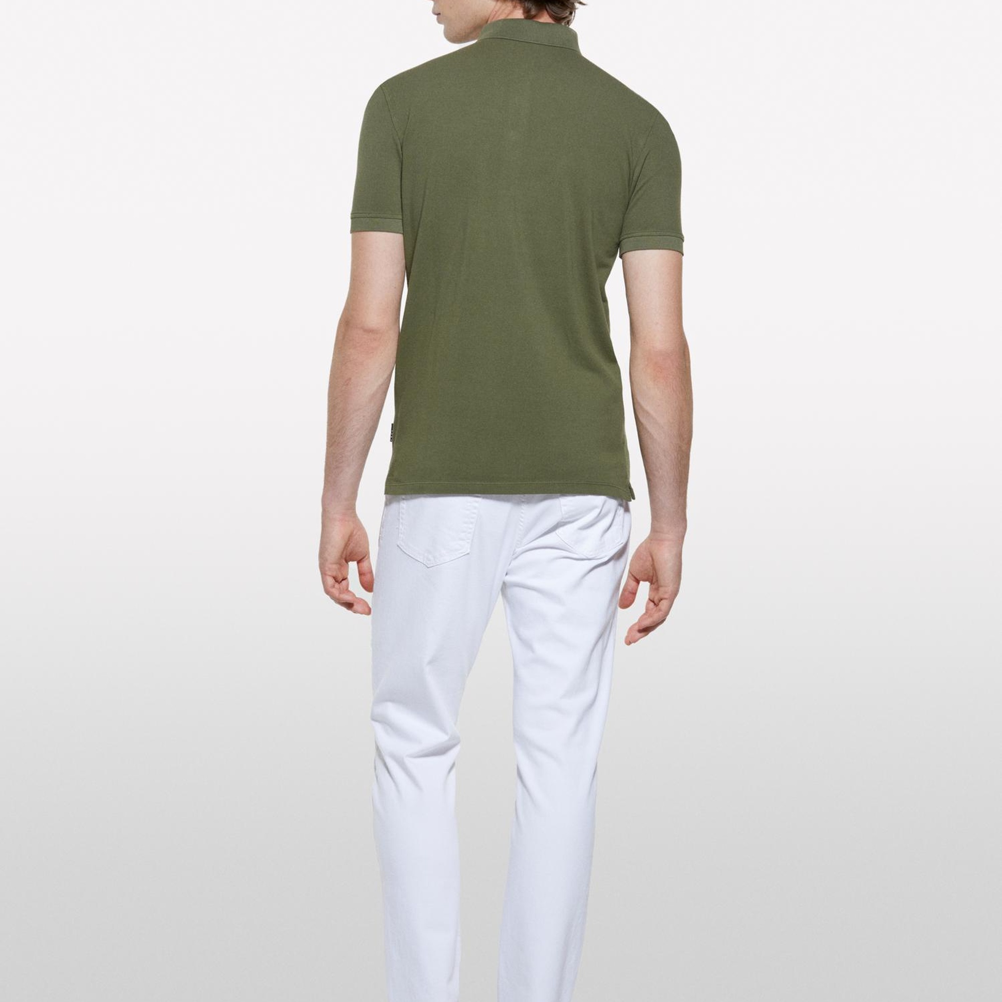 Erkek Asker Yeşili %100 Pamuk Regular Fit Polo T-Shirt