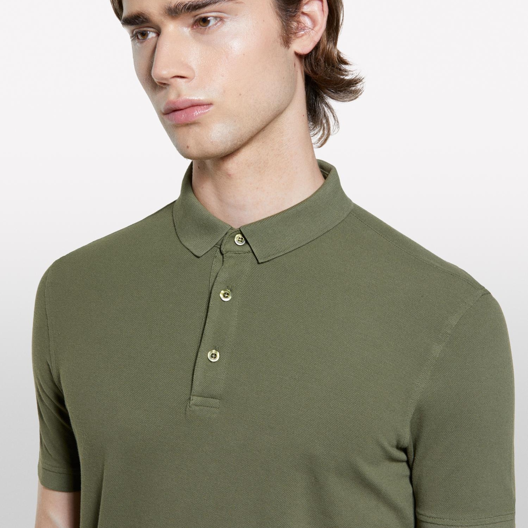 Erkek Asker Yeşili %100 Pamuk Regular Fit Polo T-Shirt