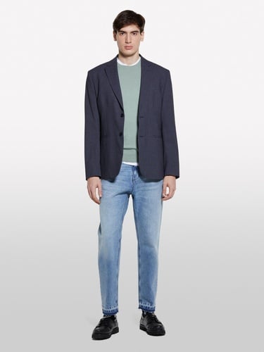  Erkek Haki Pamuk Karışımlı Normal Kesim Uzun Kollu Ribanalı Kazak