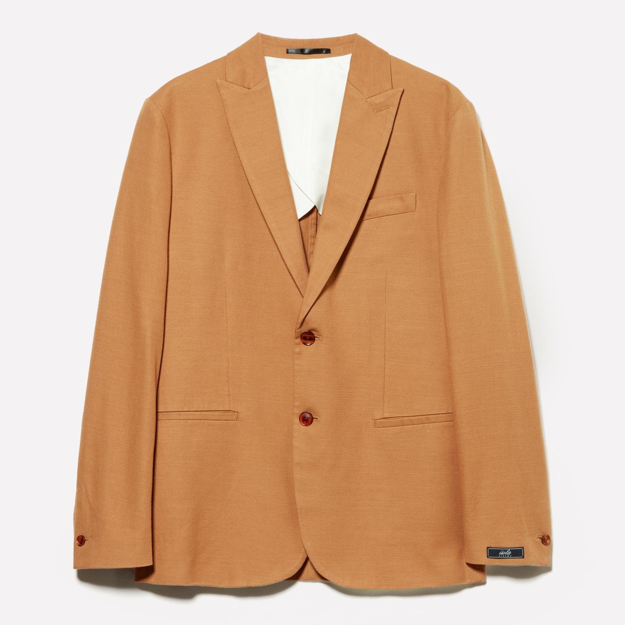 Erkek Taba Keten Karışımlı Slim Comfort Fit Ceket