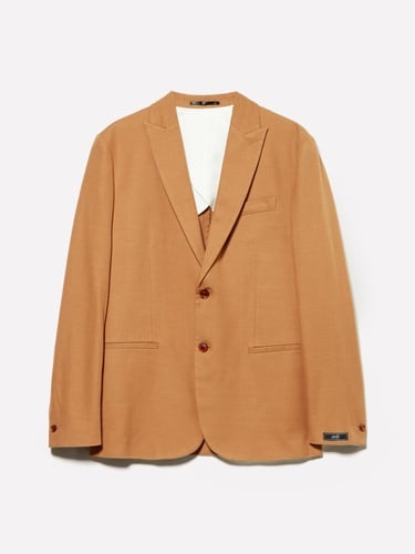  Erkek Taba Keten Karışımlı Slim Comfort Fit Ceket