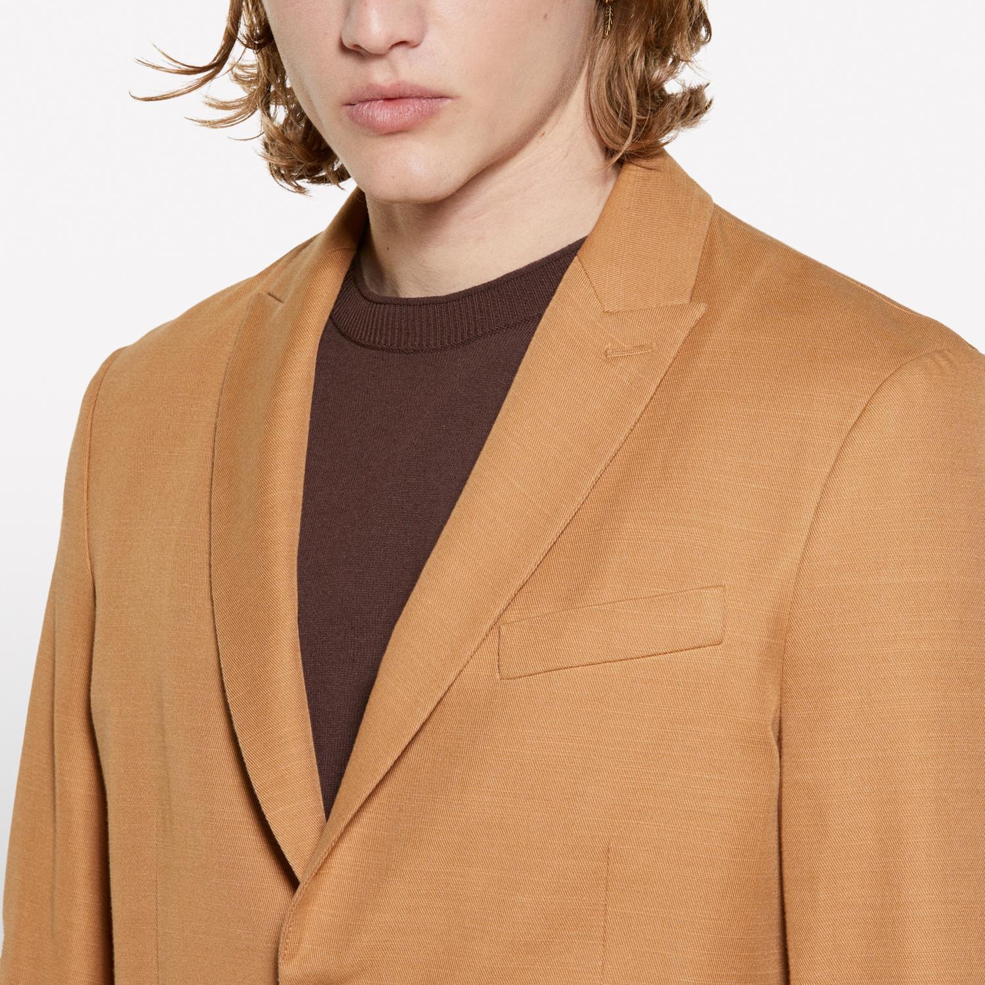 Erkek Taba Keten Karışımlı Slim Comfort Fit Ceket