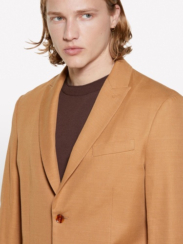  Erkek Taba Keten Karışımlı Slim Comfort Fit Ceket