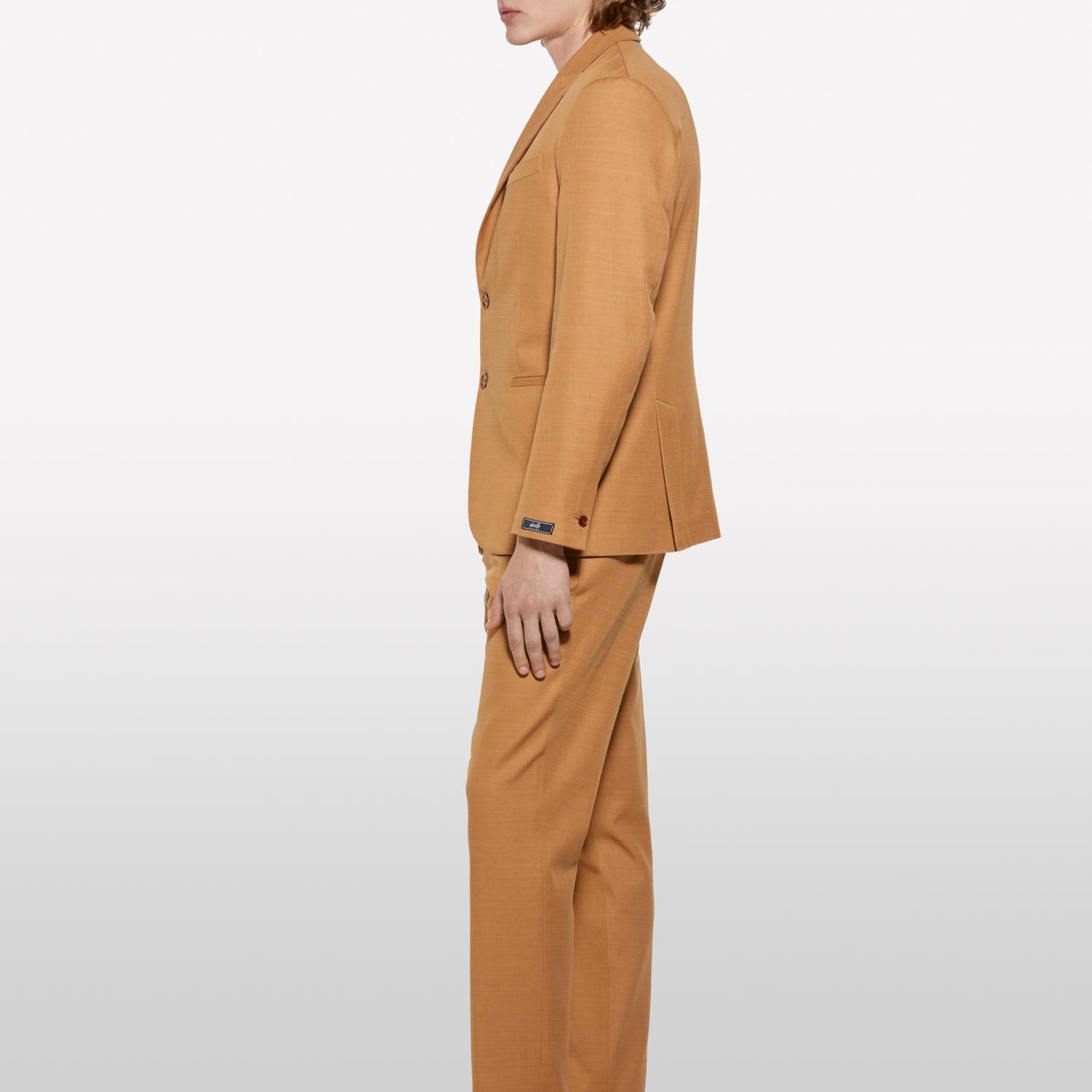 Erkek Taba Keten Karışımlı Slim Comfort Fit Ceket