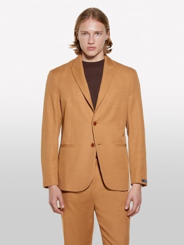  Erkek Taba Keten Karışımlı Slim Comfort Fit Ceket