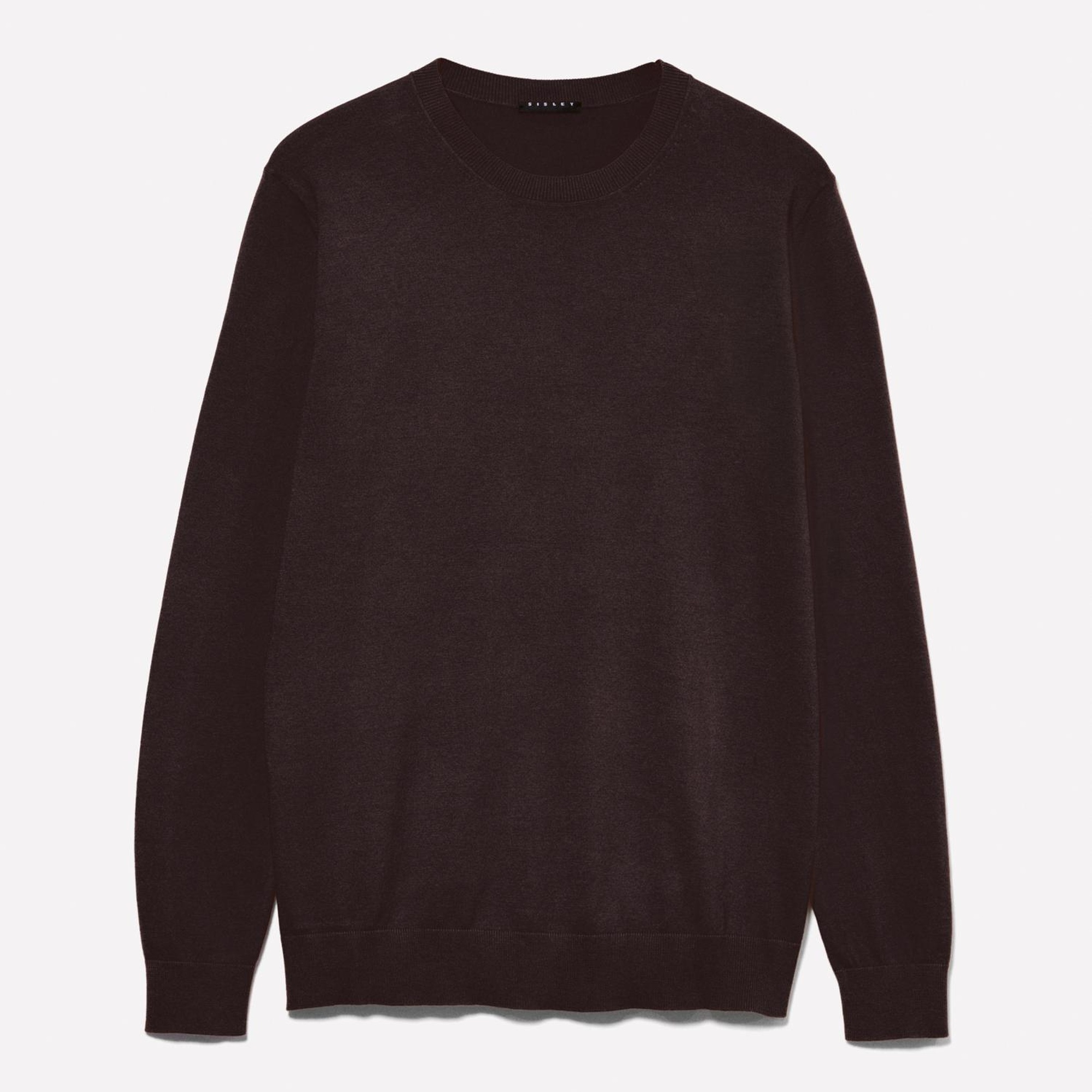 Erkek Koyu kahverengi Pamuk Karışımlı Normal Kesim Uzun Kollu Ribanalı Kazak