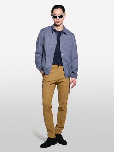  Erkek Lacivert Streç Viskozlu Büzme İp Detaylı Regular Fit Ceket