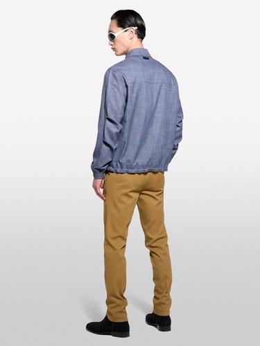  Erkek Lacivert Streç Viskozlu Büzme İp Detaylı Regular Fit Ceket