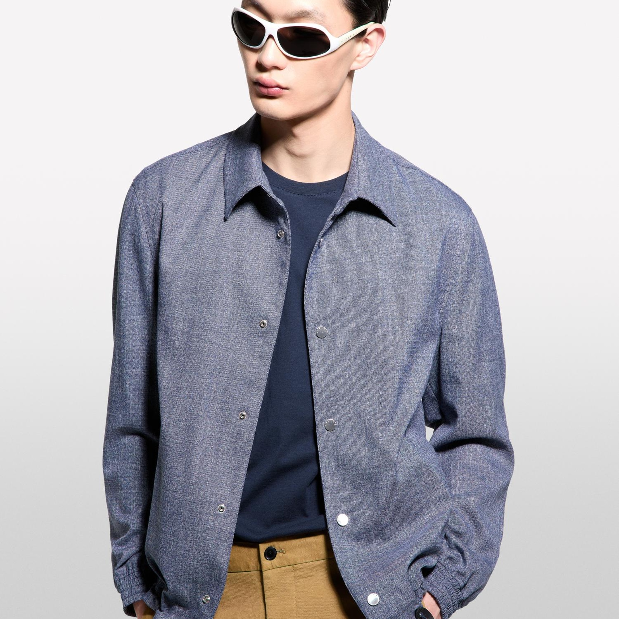 Erkek Lacivert Streç Viskozlu Büzme İp Detaylı Regular Fit Ceket