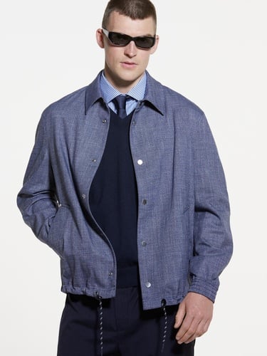  Erkek Lacivert Streç Viskozlu Büzme İp Detaylı Regular Fit Ceket
