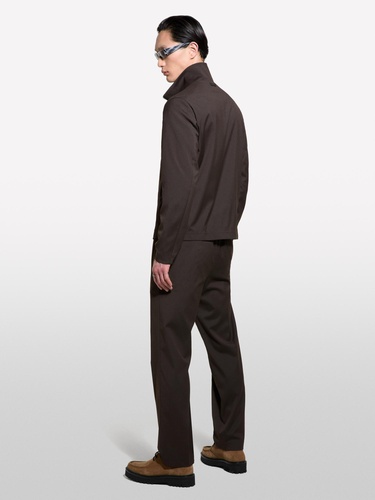  Erkek Açık Mavi Viskoz Karışımlı Logo Detaylı Fermuarlı Ceket