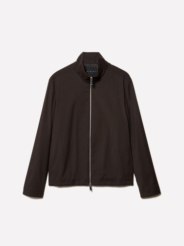  Erkek Açık Mavi Viskoz Karışımlı Logo Detaylı Fermuarlı Ceket