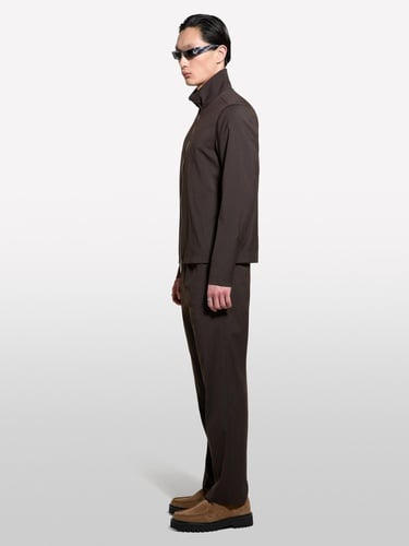  Erkek Açık Mavi Viskoz Karışımlı Logo Detaylı Fermuarlı Ceket