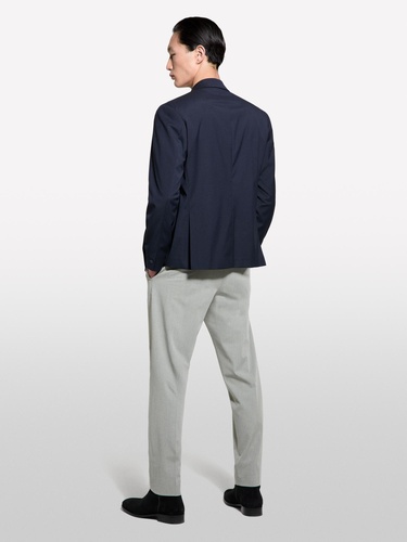  Erkek Koyu Lacivert Viskoz Karışımlı Kruvaze Regular Fit Blazer Ceket