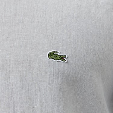  Lacoste Erkek Regular Fit Düğmeli Yaka Keten Gri Gömlek