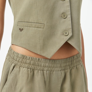  Lacoste Kadın Slim Fit Haki Yelek