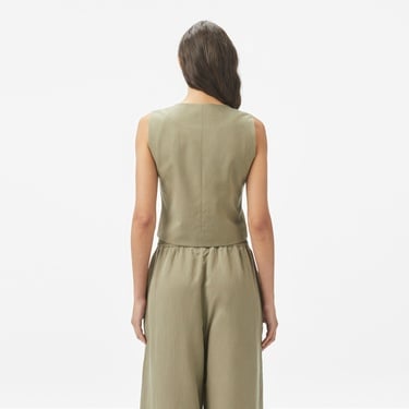  Lacoste Kadın Slim Fit Haki Yelek