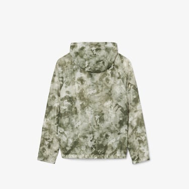  Erkek Kapüşonlu Baskılı Yeşil Ceket